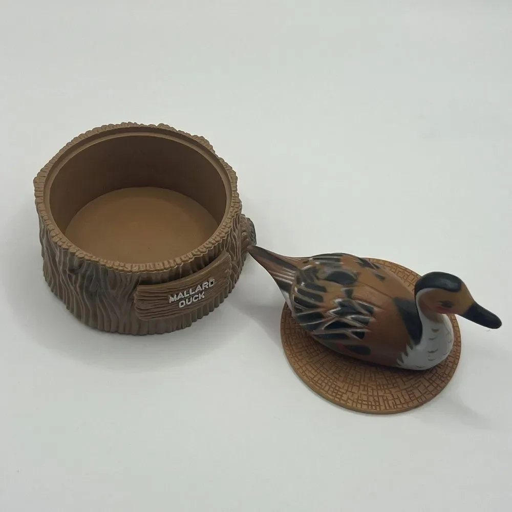 Mallard Pintail Duck Tree Branch Plastic‎ Lidded Trinket Box Vintage Hong Kong
